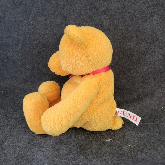 GUND Tan TEDDY Bear Red Bow 10" Plush Red Bow Brown - Picture 2 of 7